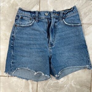 Abercrombie & Fitch Blue Jean Shorts with Distressed Hem